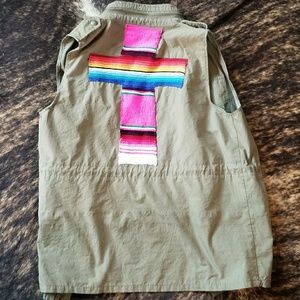 Army Vest with Serape Cross Design